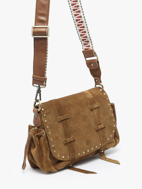Cross Body Tas Vintage Leder Mila louise Bruin vintage 3861VC ander zicht 2